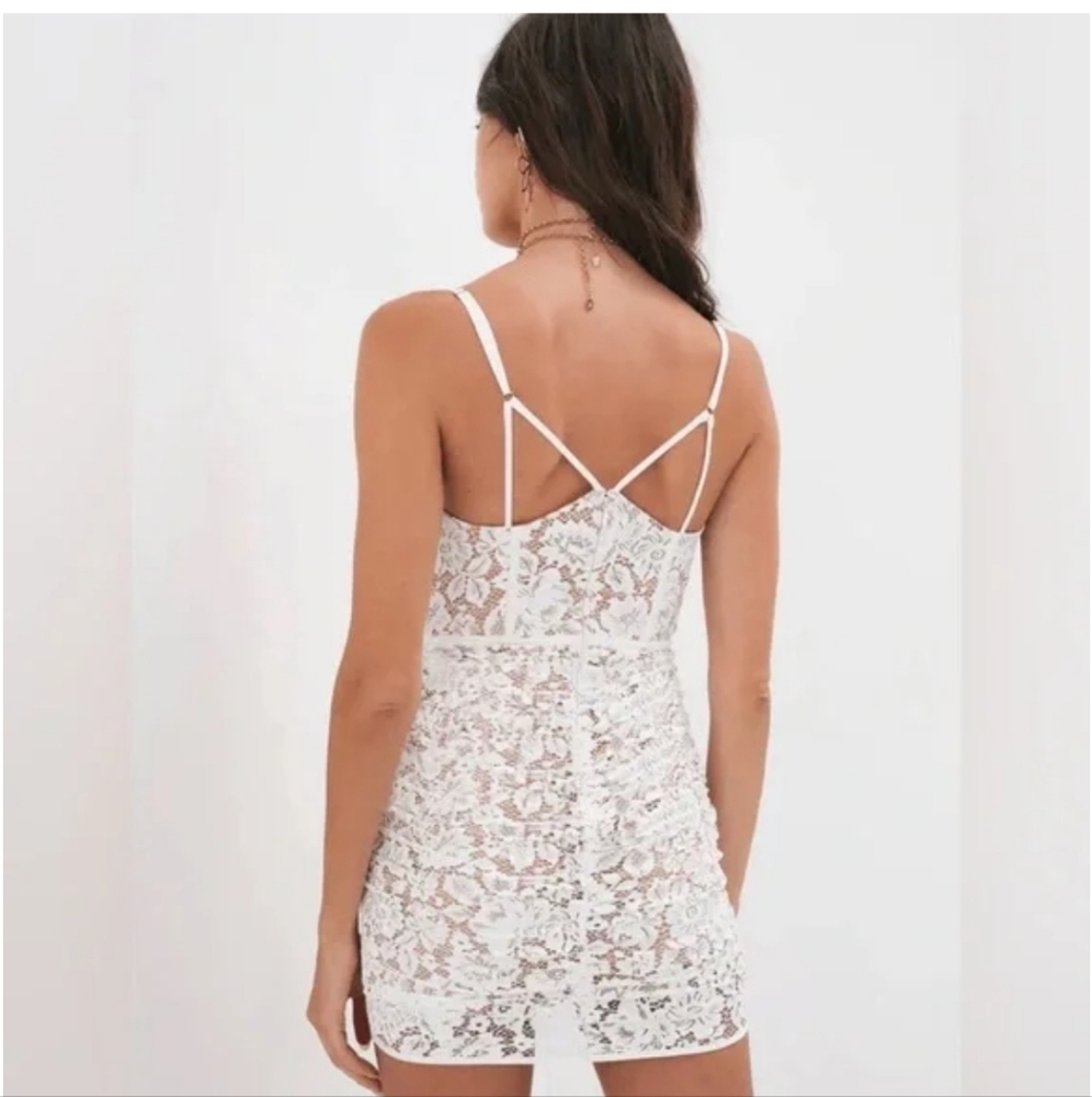 For Love & Lemons Julua Lace Corsett Mini Dress in White - Picture 2 of 11